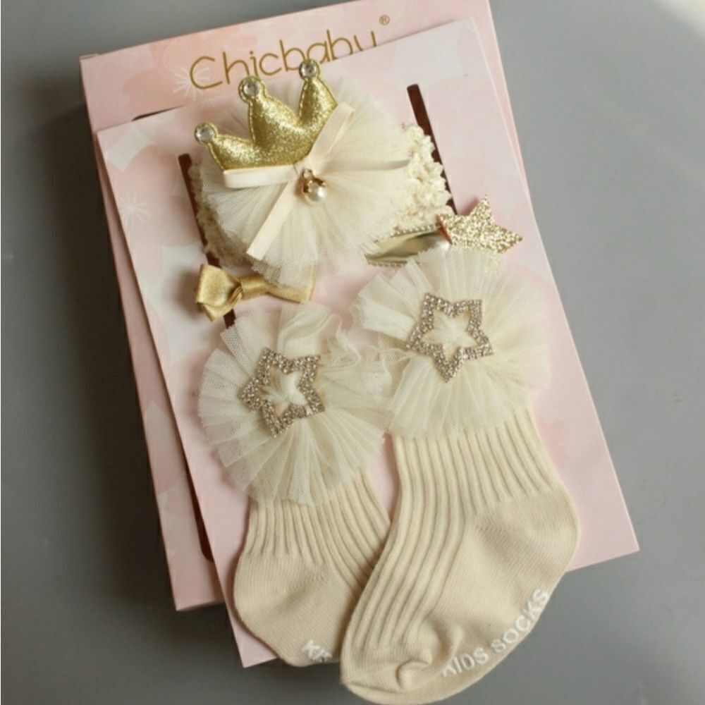 NIB Chicbaby Hair Accessories & Socks Set